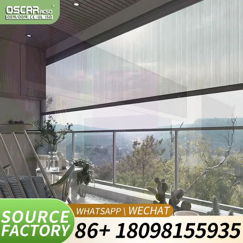 Motorized Windproof Outdoor Roller Blinds with Zip Track Waterproof Patio Shades for Balconies Gardens Terraces Rolling Blind