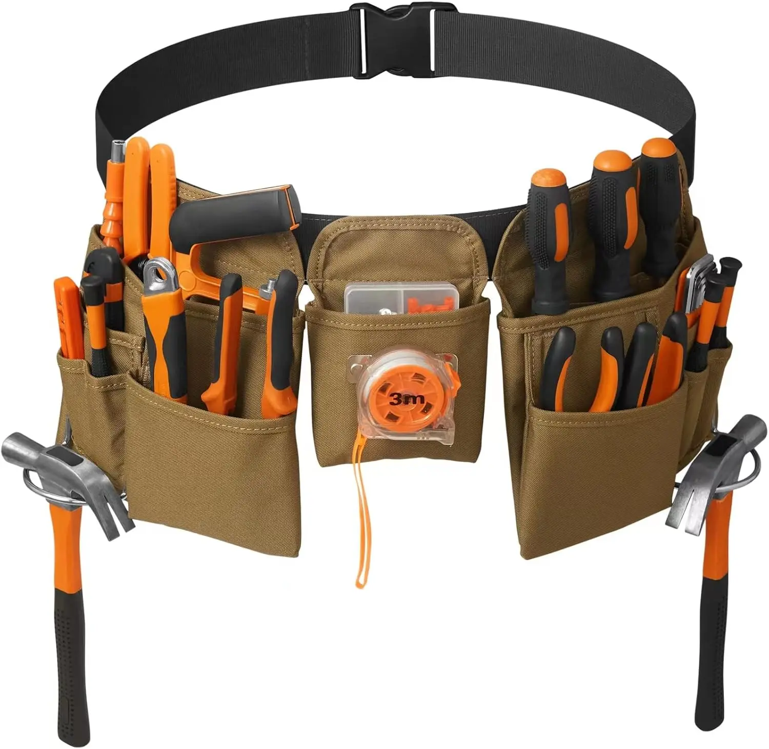 

19 Pocket Tool Belts with Quick Release Buckle, Adjustable Utility Belt,Work Apron for Men and Women,for Garden,Electrician,Carpenter,Construction,Gifts(Khaki)