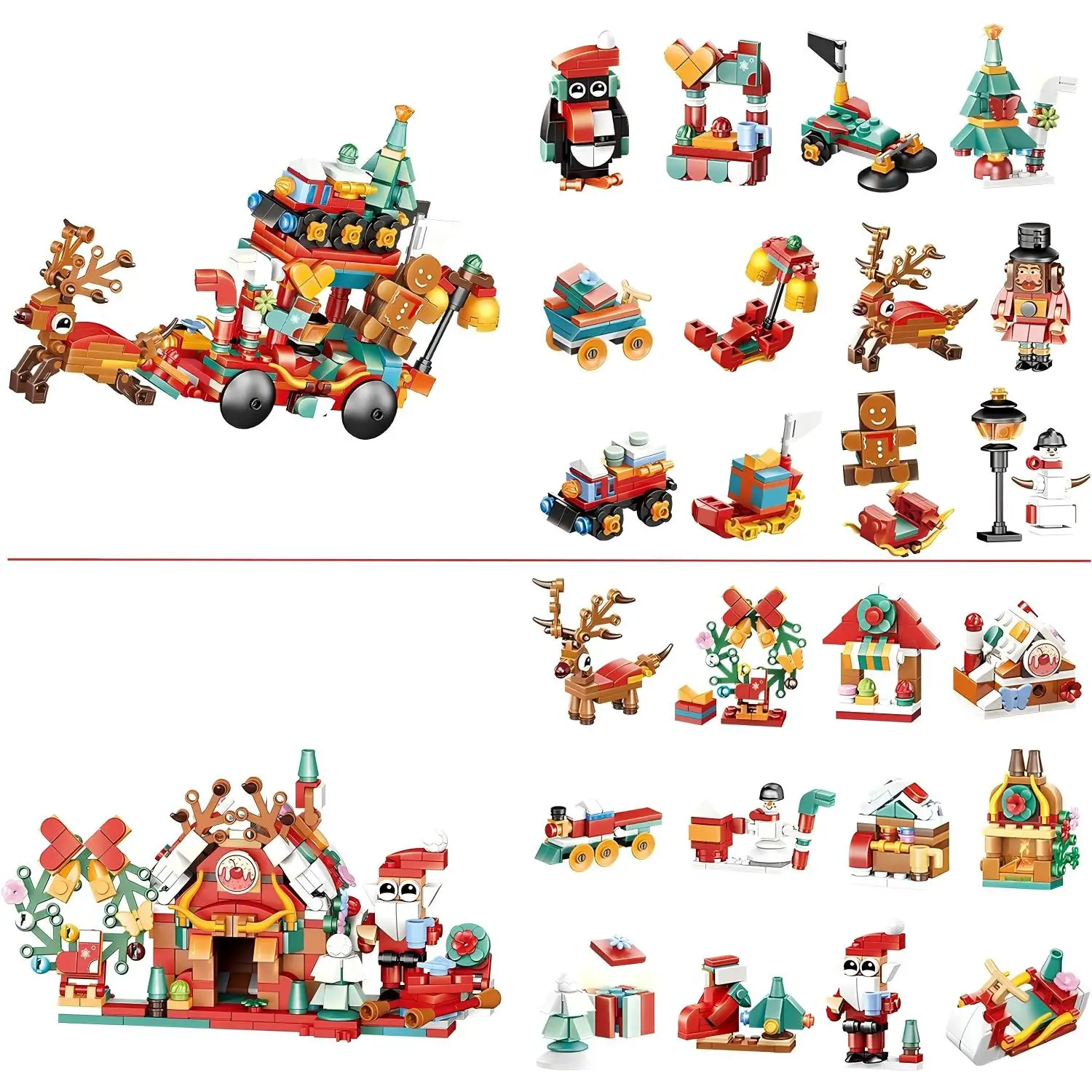 ตัวต่อโมเดลซานตาคลอสคริสต์มาส ของเล่นเด็ก ของขวัญคริสต์มาส ปฏิทินนับถอยหลังวันคริสต์มาส ชุดตัวต่อ DIY