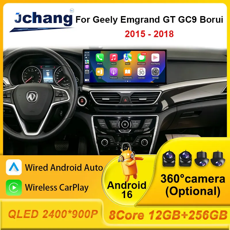 Car Radio for Geely Emgrand GT GC9 Borui 2015 - 2018 Audio Video Multimedia Player GPS Navi Stereo WiFi 4G BT CarPlay Auto 2.5 D