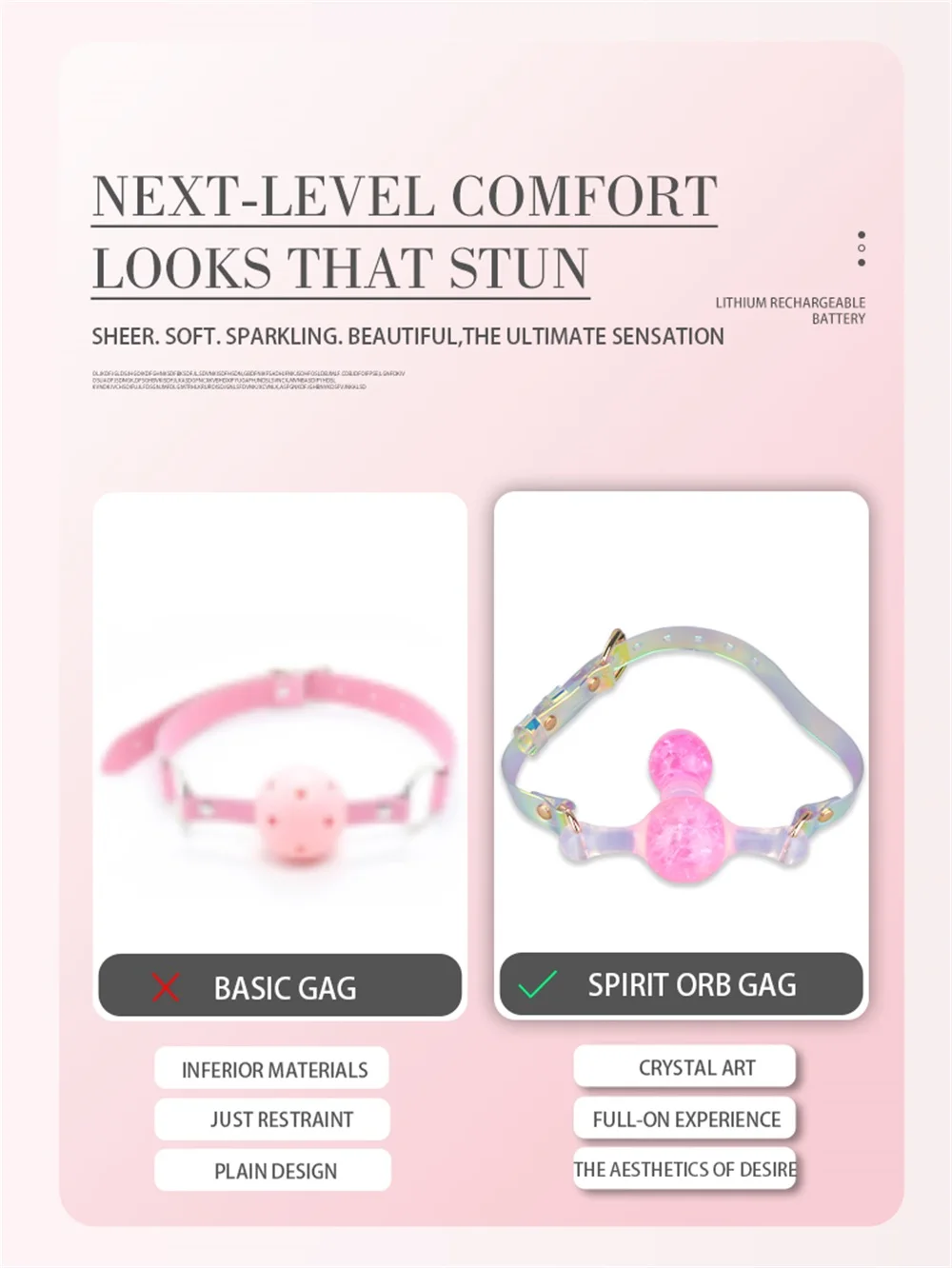 Double Ball Gag with Holographic Crystal Ice Oral Restraints Silicone Mouth Plug BDSM Sex Toys for Women Couples Roleplay Games view 6