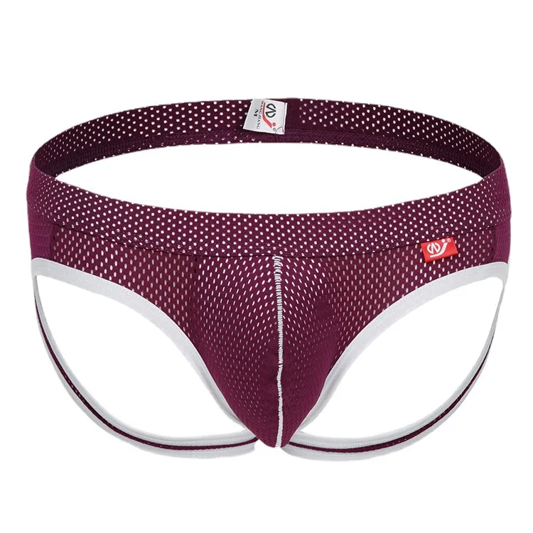 Jockstrap en maille pour hommes, sous-vêtements sexy en poudre, culotte dos nu 7.0, bretelles Jock, lingerie respirante, slip