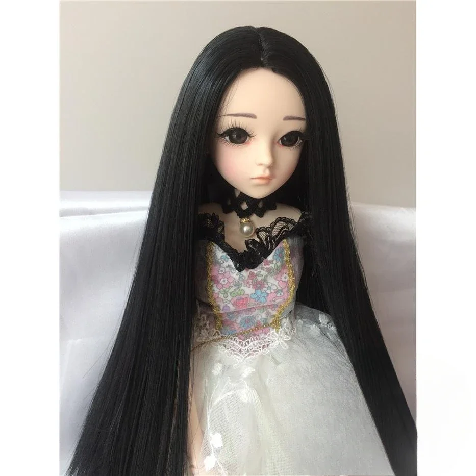 Parrucca da bambola per 1/3 1/4 1/6 1/8 bambola Bjd femmina o maschile divisa media capelli lunghi lisci accessori per bambole in stile anticono bambola