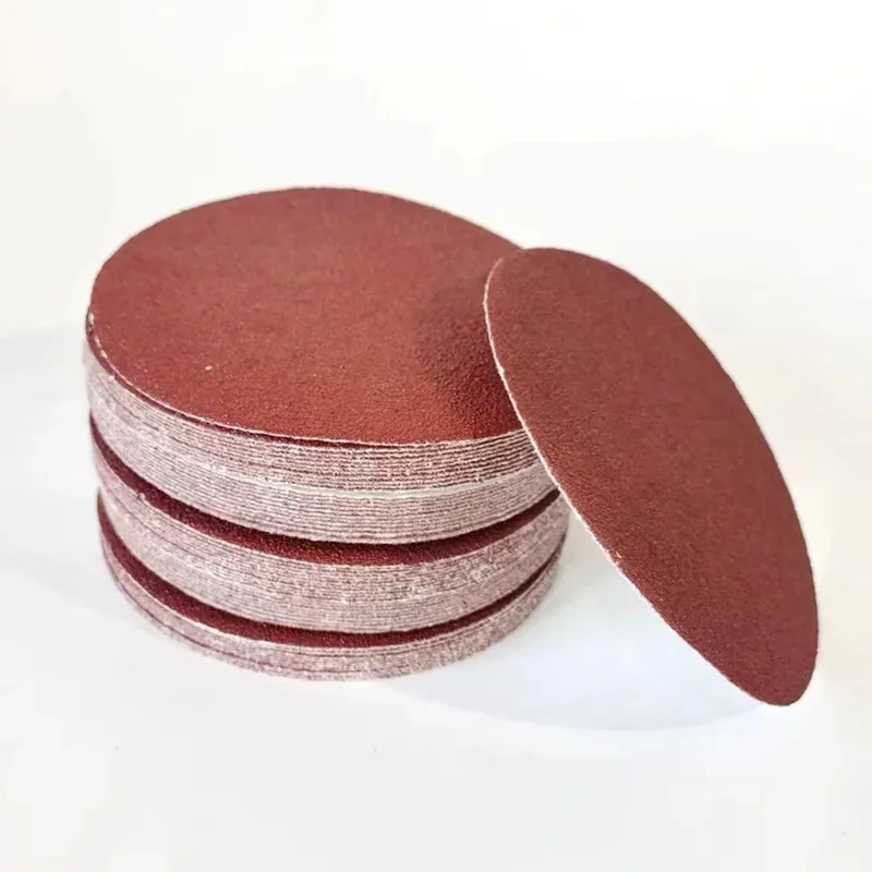 قرص صنفرة 5 بوصة أحمر بدون ثقوب بخطاف وحلقة ورق صنفرة 60-1200 حصى ورق رمل جاف لآلة الصنفرة المدارية، تلميع المعادن الخشبية