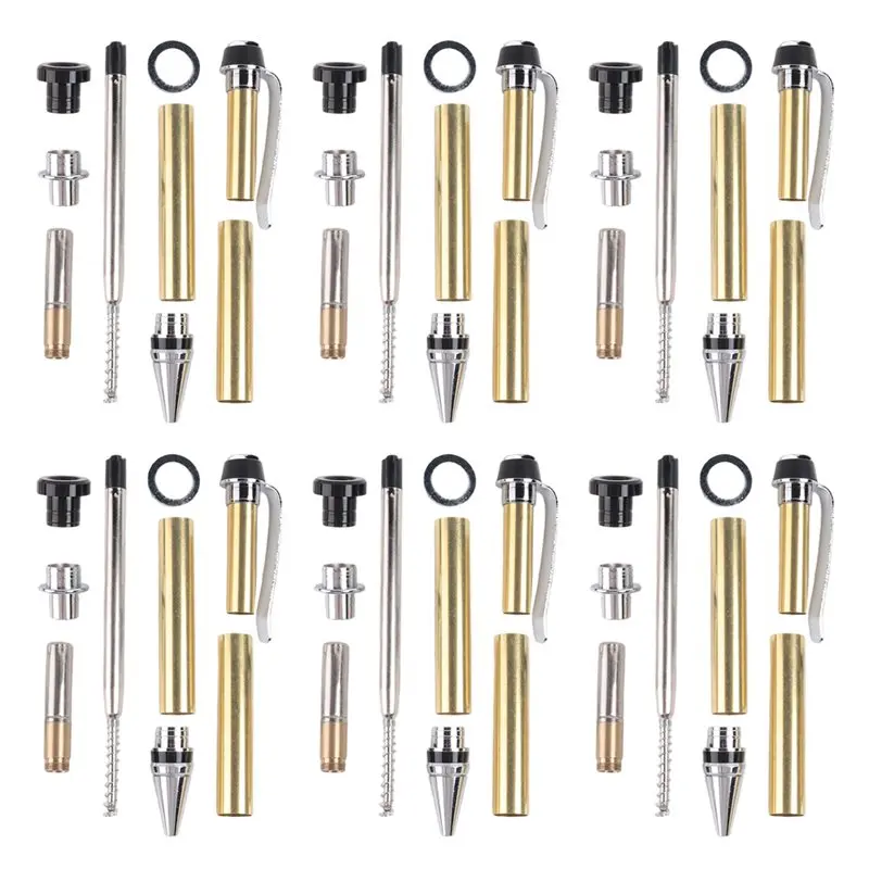 BAAG-6 Pieces Wood Turning Pen Set With Refills Rotating Pen Kit For Wood Turning Bulk Lathe Turning Supplies For Pen Making