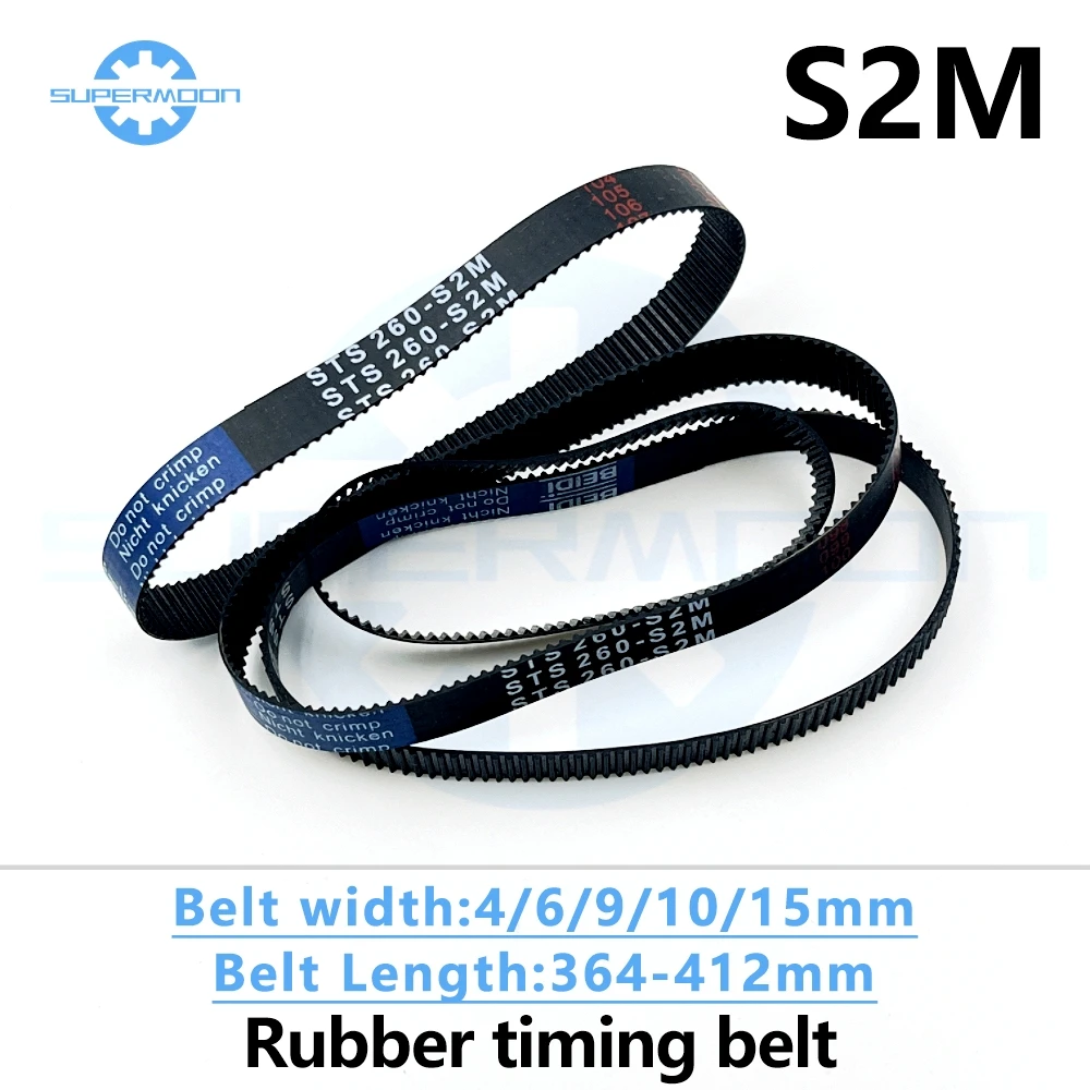 

S2M Timing Belt Length 364 368 370 376 380 384 386 388 390 392 394 396 400 404 406 410 412mm Width 4-15mm Transmission Belt