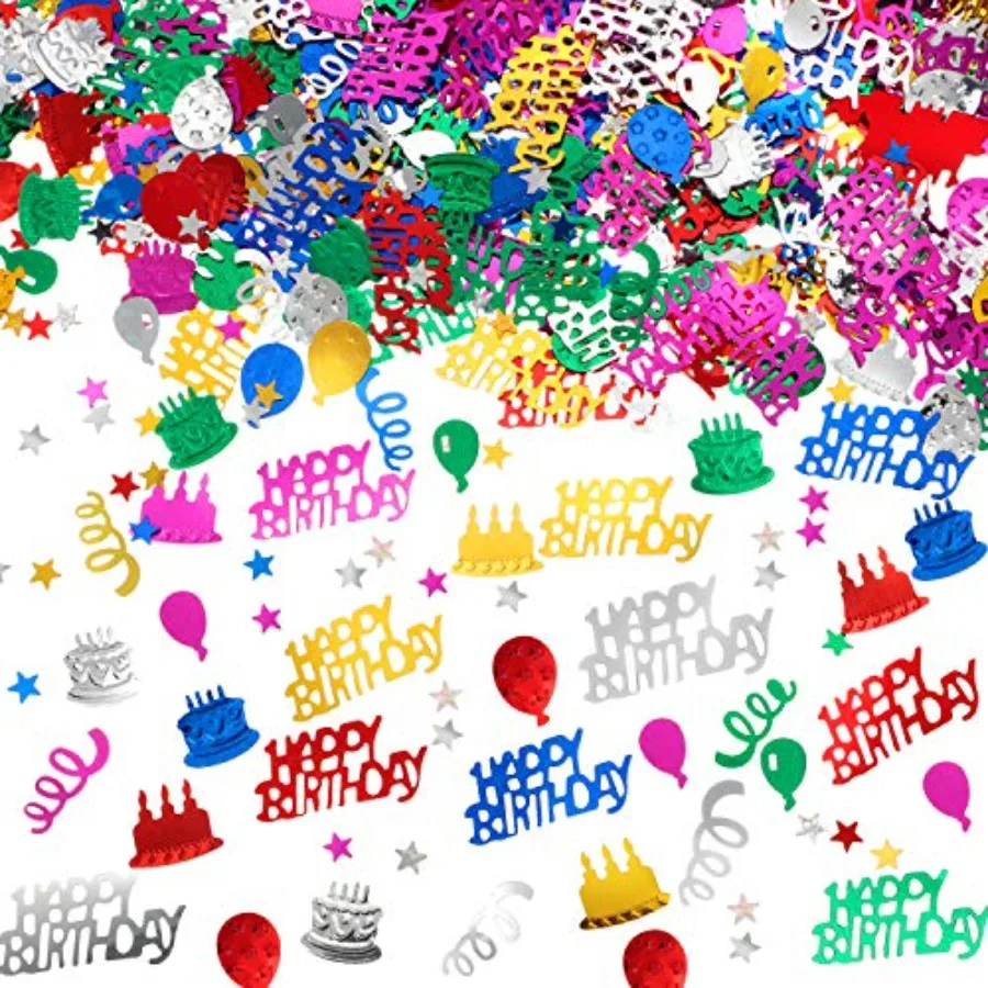 

3000 Pieces Happy Birthday Confetti Birthday Party Cake Confetti Metallic Foil Balloon Glitter Table Scatter Decorations for Ca