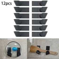 2/12pcs Pot Lid Holder Wall-Mounted Hanging Holder for Pan Pot Cover Rack Plastic Kitchen Storage Rack Kitchen Organizer
