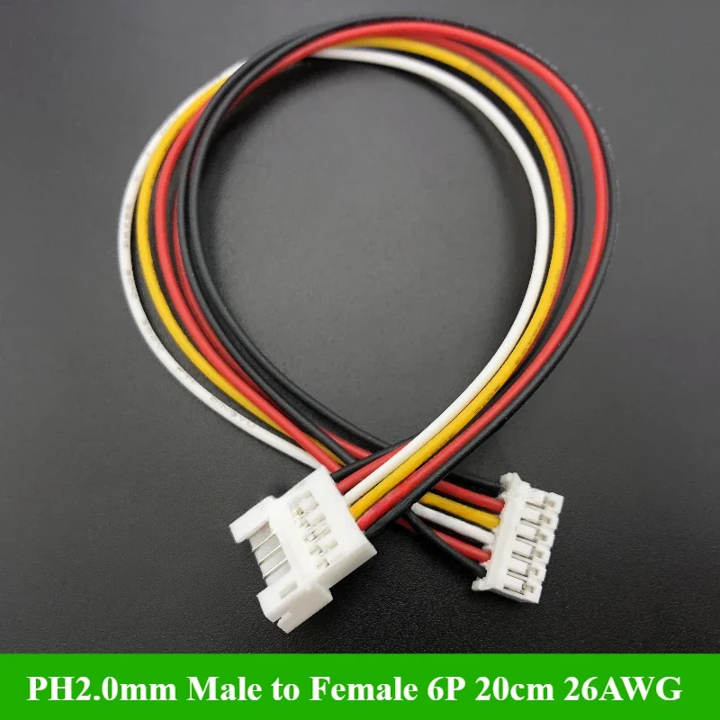 

30/50Pcs/lot PH2.0 Male head to Female head Pitch 2.0mm 2P/3P/4P/5P/6P Terminal Wire Length 20cm 26AWG Electronic Wire Connector