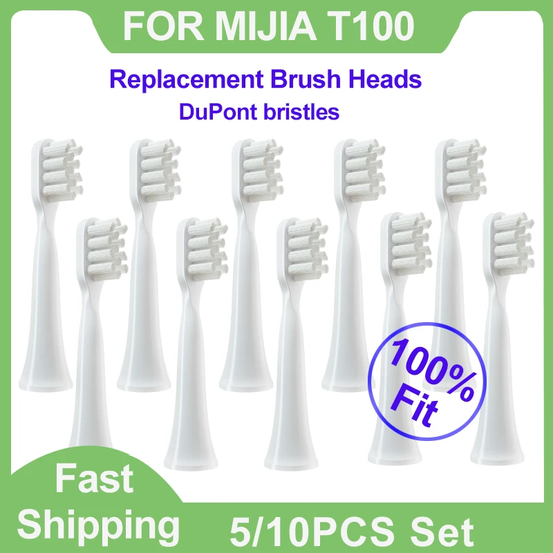 5/10PCS XIAOMI MIJIA T100 Replacement Brush Heads Sonic Electric Toothbrush Vacuum DuPont Soft Bristle Suitable Nozzles