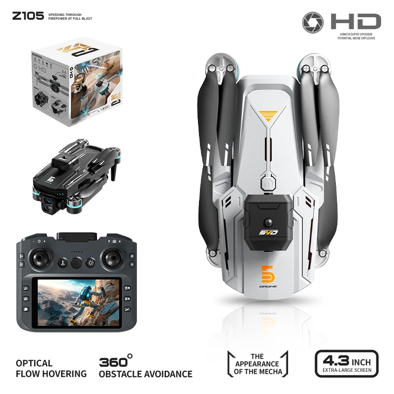 Z105 RC Drone Quadcopter، كاميرا مزدوجة مضادة للاهتزاز بدقة 4K، 2.4G WIFI، قابلة للطي بدون فرش، تجنب العوائق بالأشعة تحت الحمراء، طريق مخصص، 4