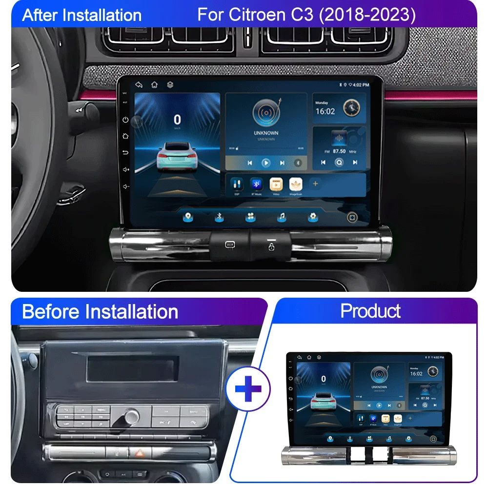 LJZN 8 Core Car Radio Carplay Android 16 For Citroen c3 2018-2023 Car Multimedia Stereo 2din Autoradio Headunit 4G+WIFI GPS