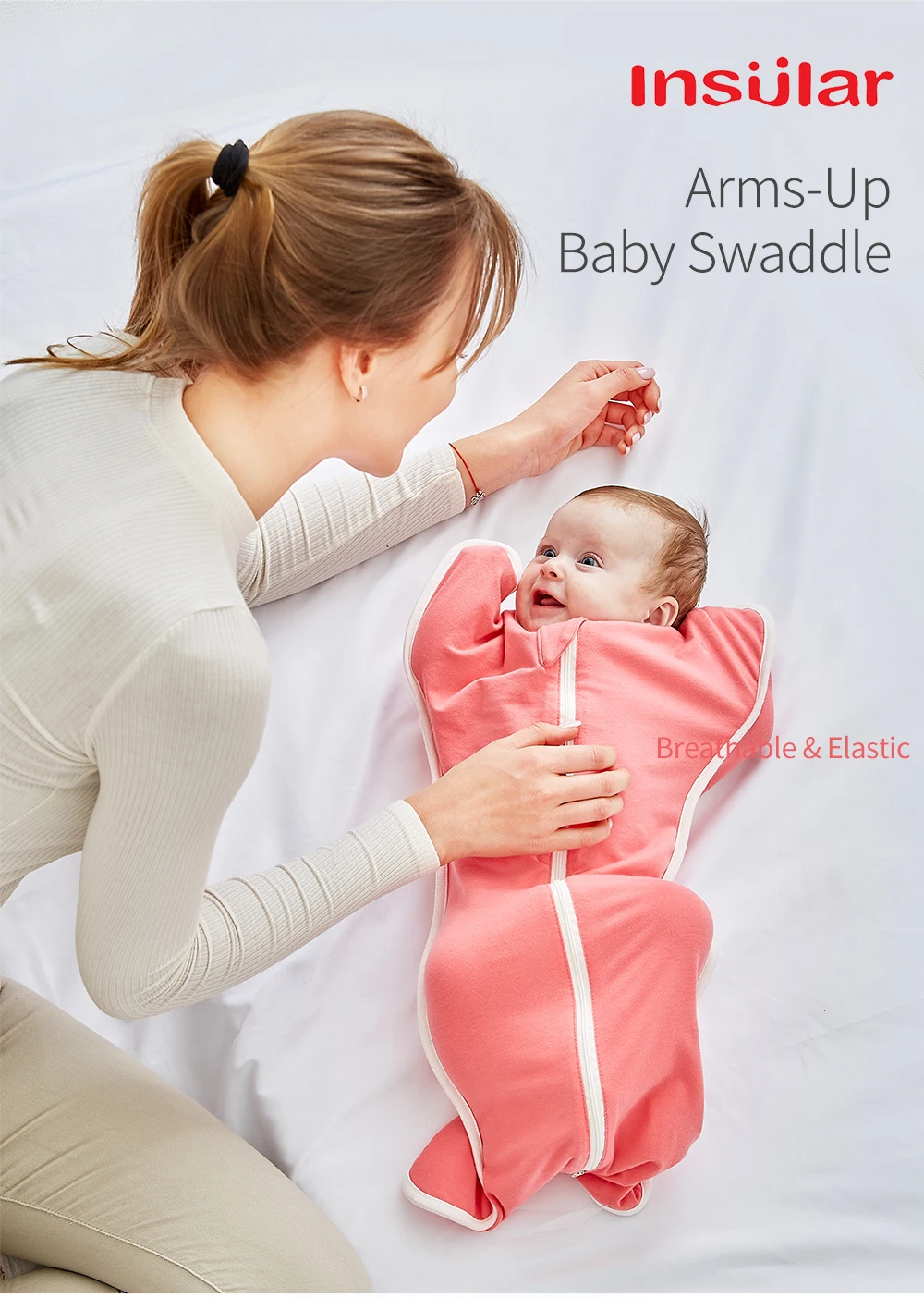 Insel neue Baumwolle Baby Wickel decke Frühling Herbst Reiß verschluss Wickel Neugeborene Baby decke Wickel Baby Bettwäsche Wickeln Nachtwäsche – Detail 1