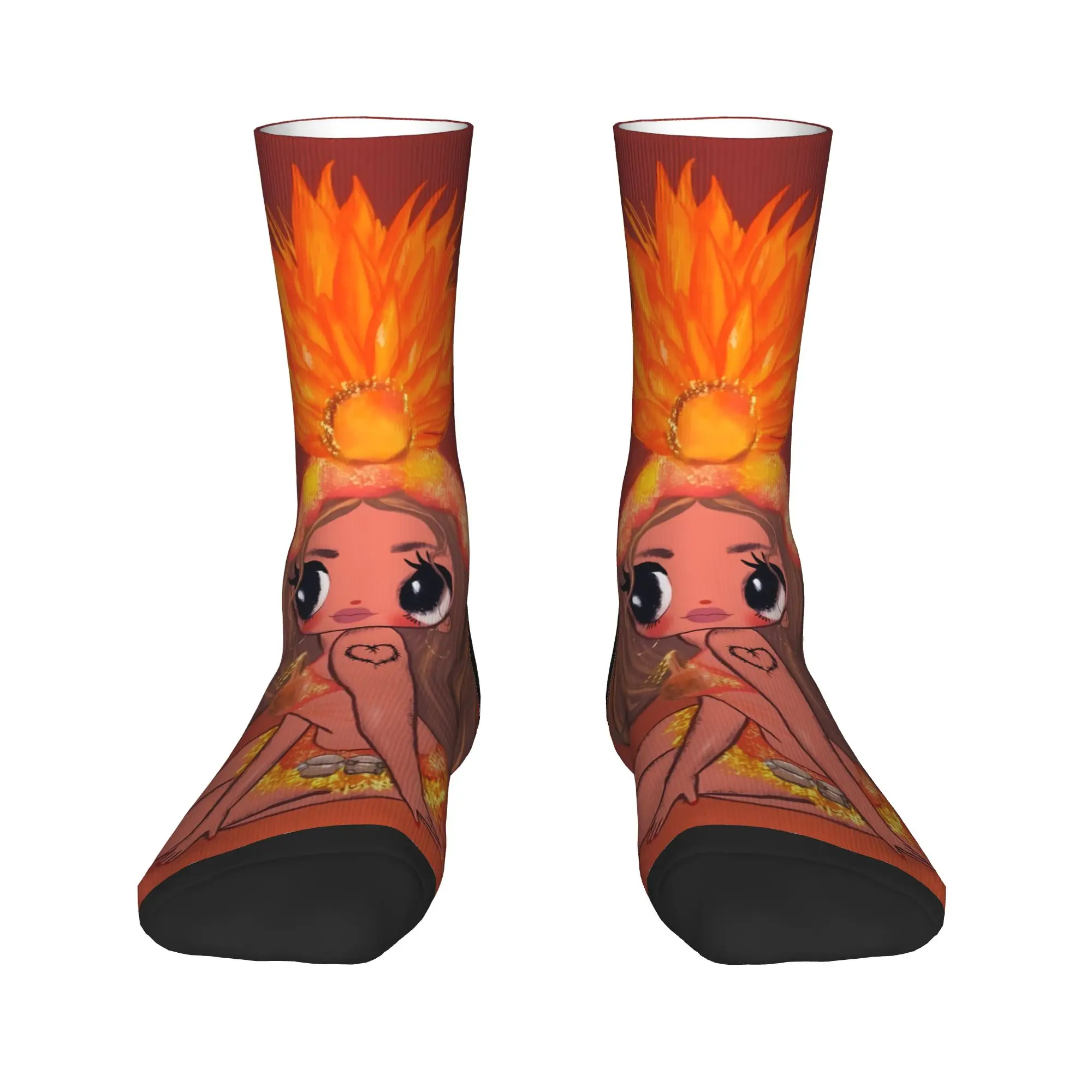 

K-Karol G Orange Flower Headdress Art Socks Modern Stockings Men's Breathable Outdoor Socks Autumn Graphic Anti Bacterial Socks
