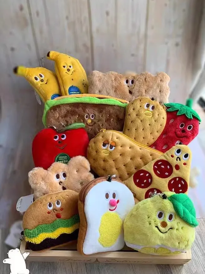 กระเป๋าใส่หูฟัง Gladee Plu Banana แบบมีสายคล้องคอ กระเป๋าใส่บัตร กระเป๋าใส่เหรียญ สไตล์เกาหลี ผ้าโพลีเอสเตอร์ ซิป