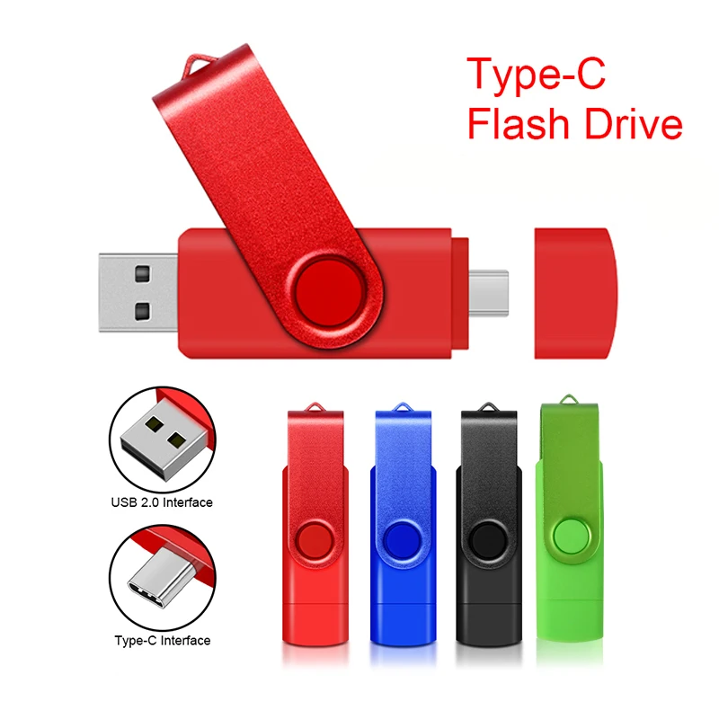 2in1 TYPE-C USB Flash Drive USB2.0 8GB 16GB 32GB 64GB 128GB Storage Pen Drive Memory Stick Business Gift U Disk for Phone PC
