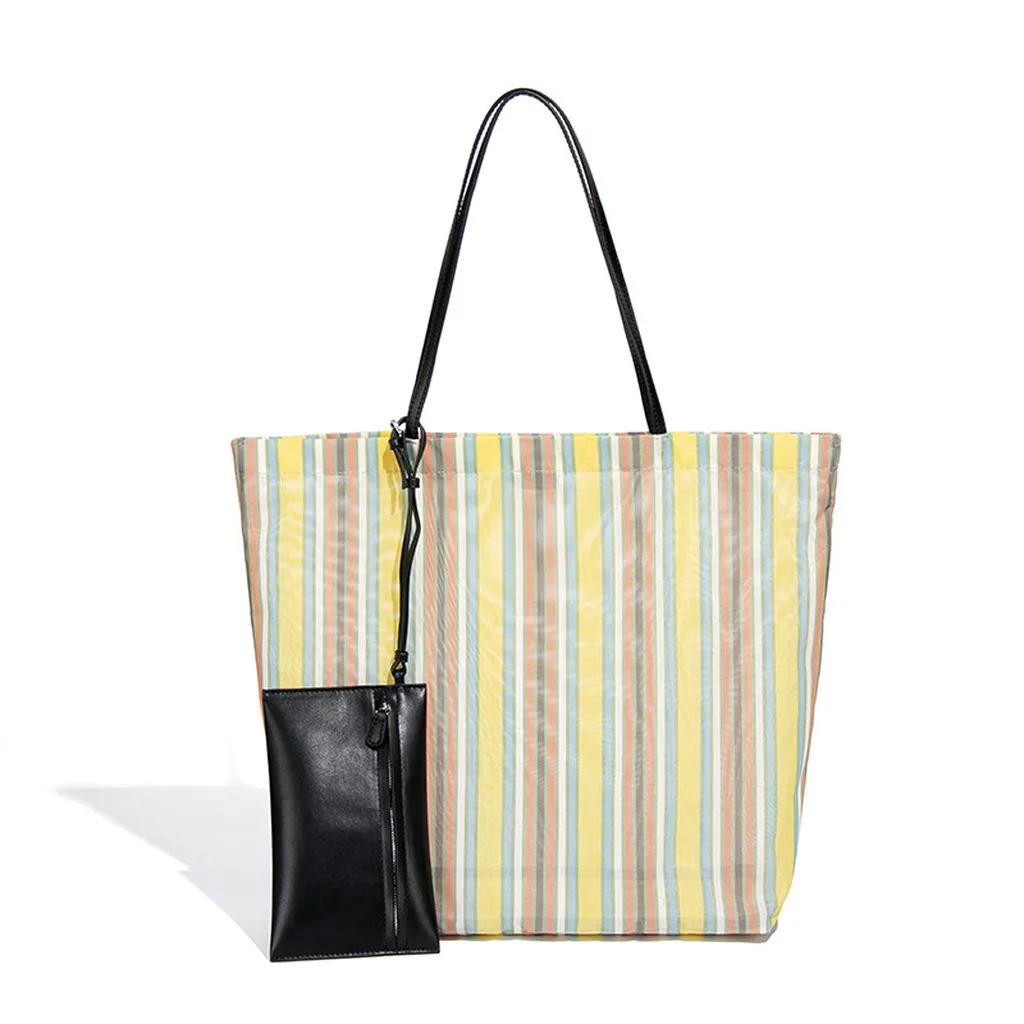 Handtasche mit offenem Oberteil, gestreifte Tragetasche, große Schultertasche, Street-Handtasche für den täglichen Arbeitsweg, lässige Ausflüge – Detail 13