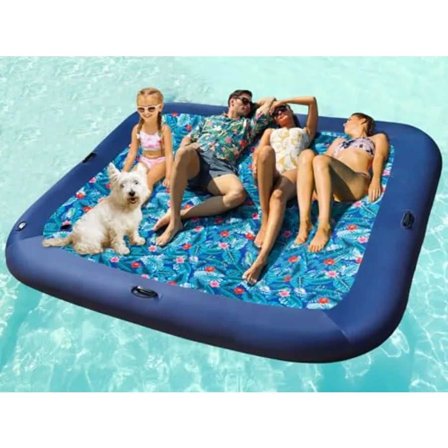 Oversized Pool Float Lounge for adults fabric-covered inflatable contour lounger with headrest XL size 72 X 37 monstera print u