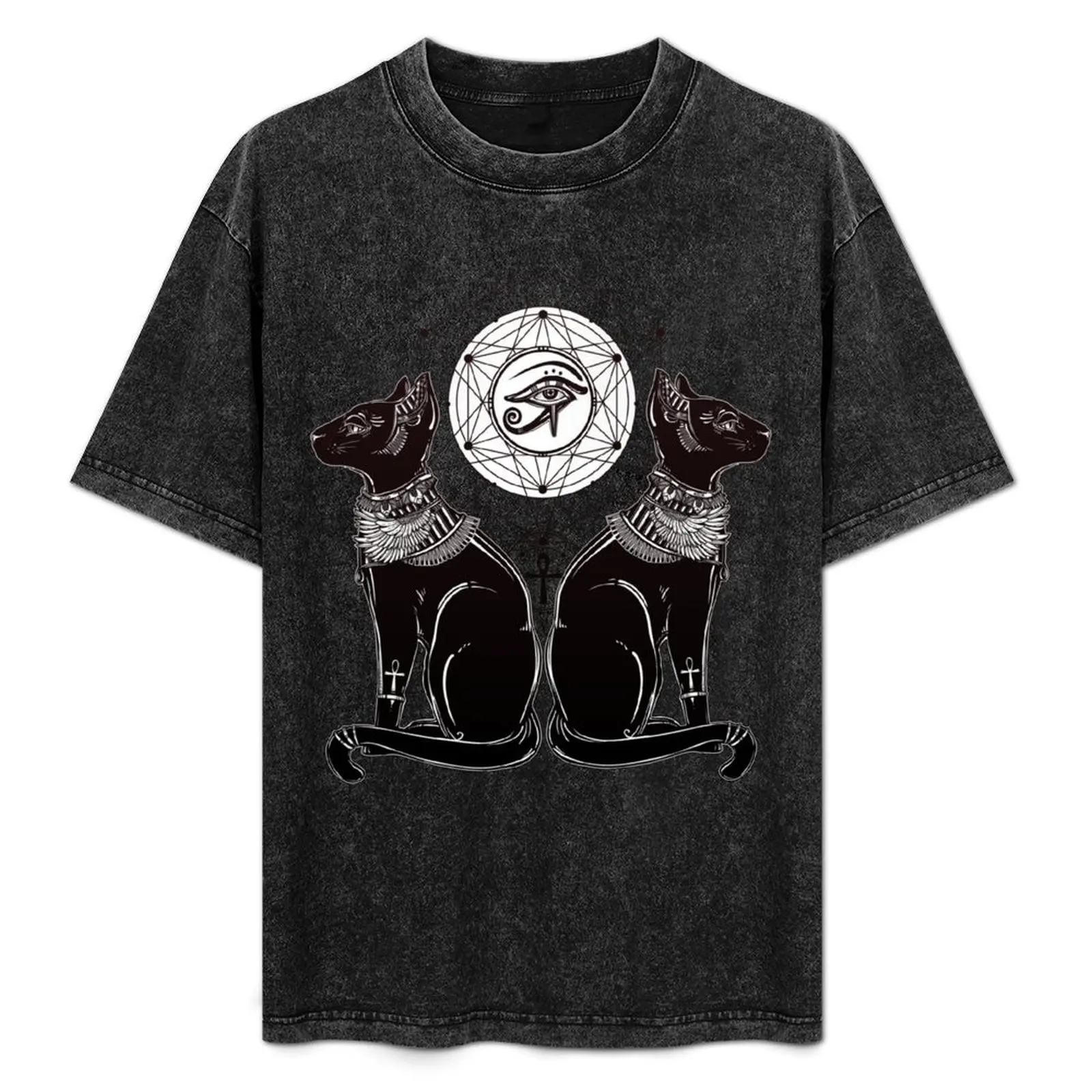 

Egyptian Cats with Ankh and All-Seeing Eye of Horus T-Shirt aesthetic clothes cute tops shirts graphic Clothing men tshirt