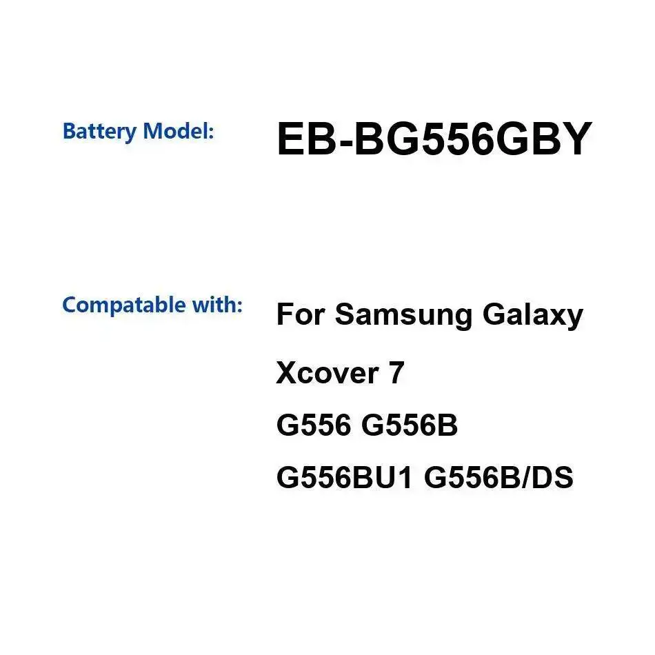 

EB-BG556GBY Аккумулятор мобильного телефона высокой производительности для Samsung Galaxy Xcover 7 G556 G556B G556BU1 DS 4050 мАч