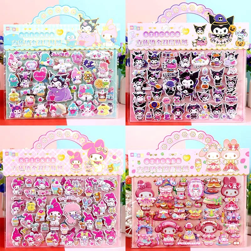 12pack/lot Sanrio Melody Kuromi Stickers Creative Scrapbooking DIY Diary Decorative Stationery Sticker Album Stick Label