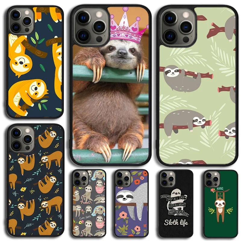 Kawaii Cute Sloth Hang Phone Case Cover For iPhone 15 16 14 XR XS 11 12 13 Mini Pro MAX Plus