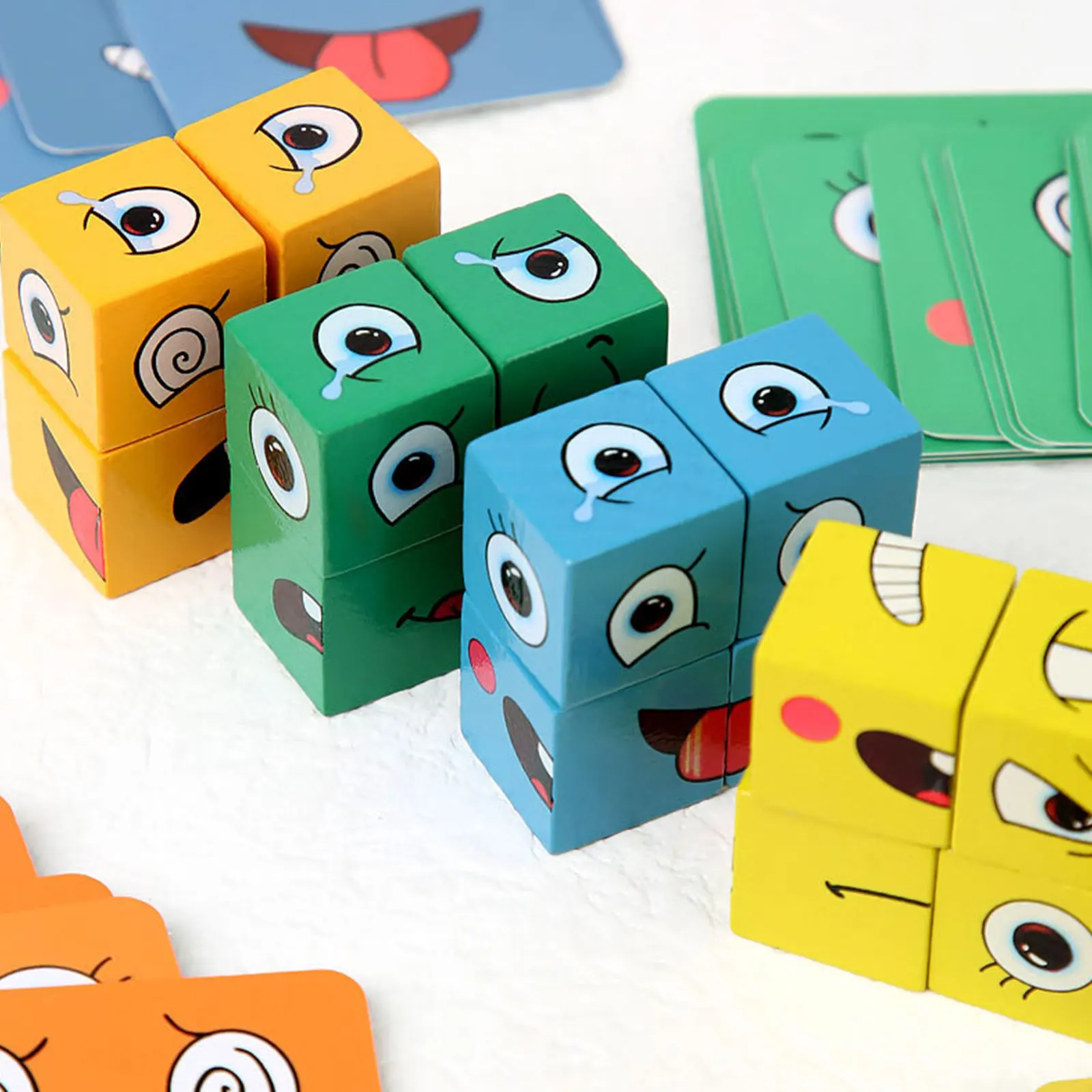 Jouets éducatifs pour enfants, Expressions faciales en bois, blocs de construction changeants, puzzle, jouets éducatifs Montessori pour enfants