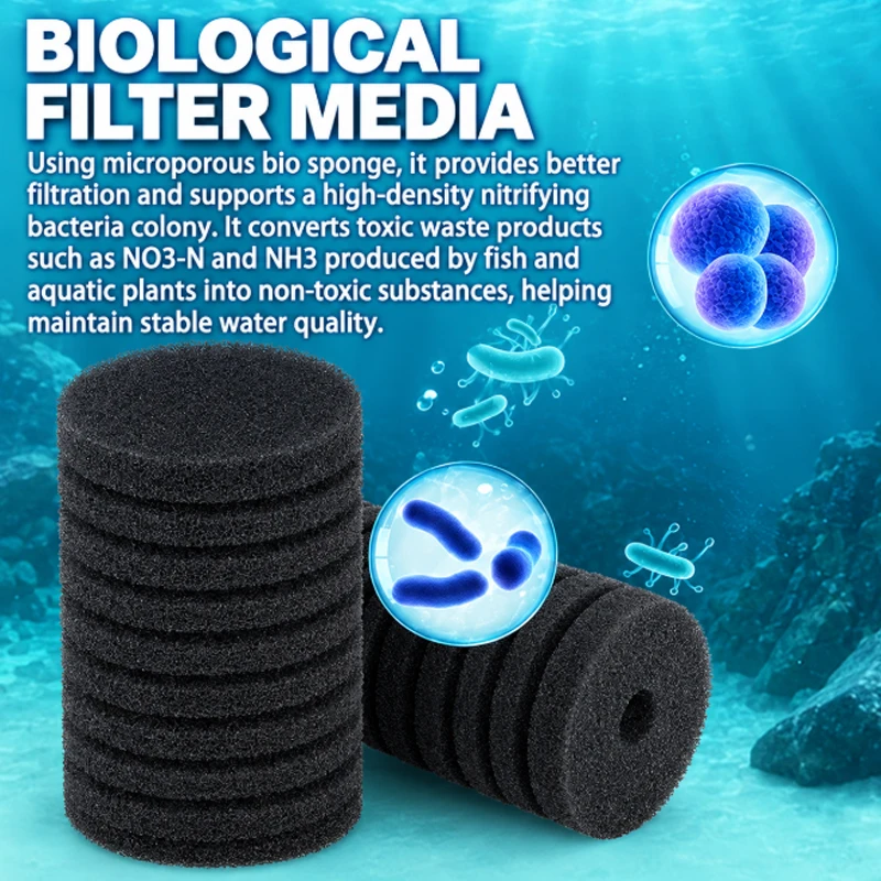 Aquarium-Doppelkopffilter, Sauerstoffzufuhr für Fischbecken, Zirkulation, leiser Filter, Wasserreinigung, Schwammfilter, Toilette – Detail 6
