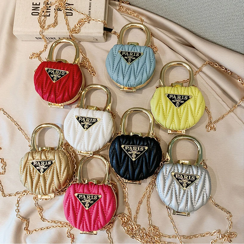 

New dopamine lipstick packet mini bag tilt straddle small packaging chain bag shoulder bag women girl fashion pleated