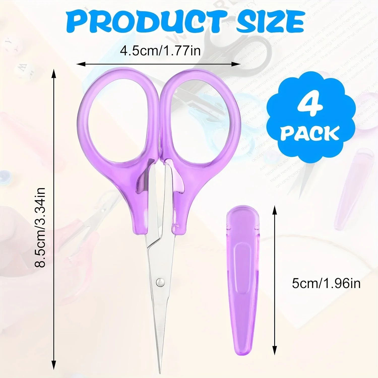 4pcs Stainless Steel Mini Embroidery Scissors with Safety Covers Sharp Sewing Shears Thread Fabric Cutting Sewing Craft Tools