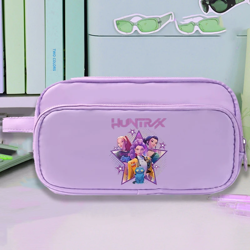 

Kpop Demon Hunters многослойные пеналы с героями мультфильмов, милые разделенные сумки для ручек, сумка для хранения, большие канцелярские принадлежности в стиле аниме