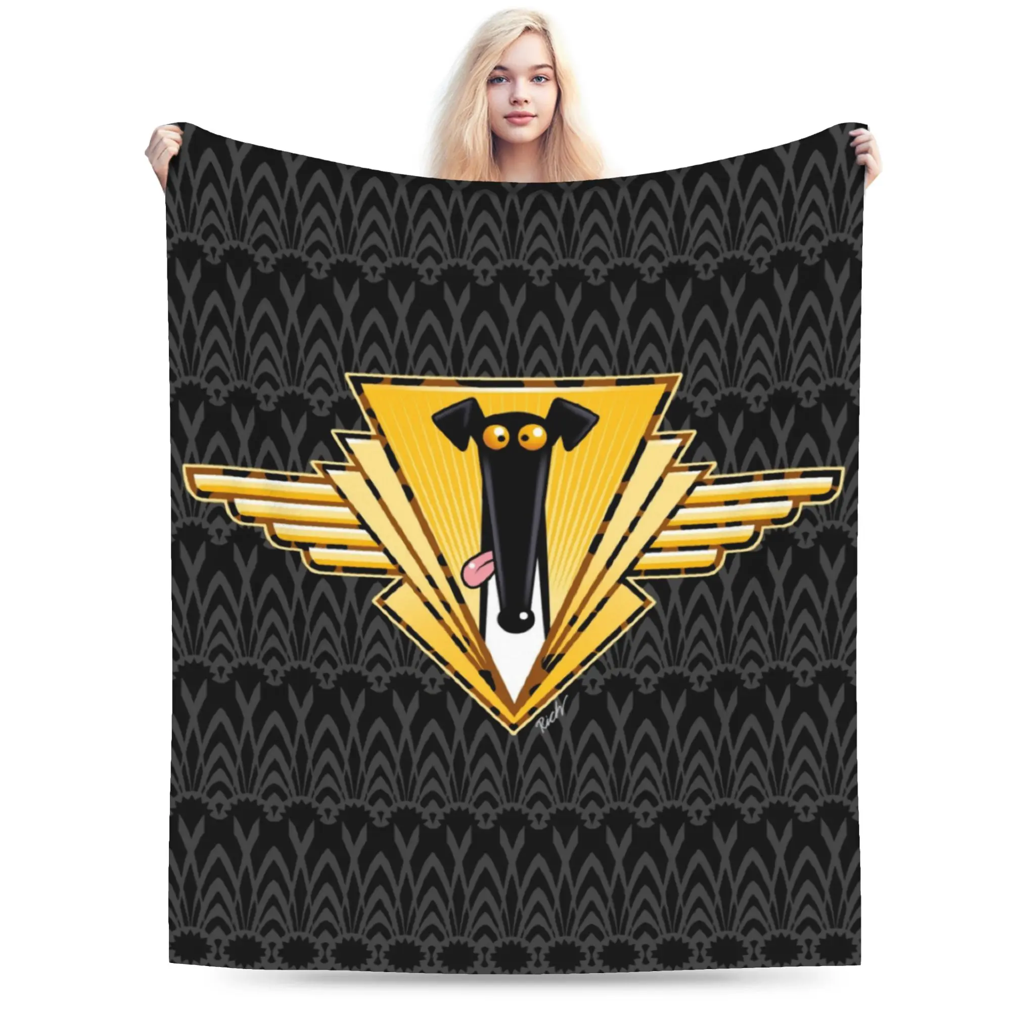 Custom Sofa Fleece Cute Hound Greyhound Throw Blanket Flannel Whippet Sighthound Dog Blankets for Bedding Office Couch Quilt