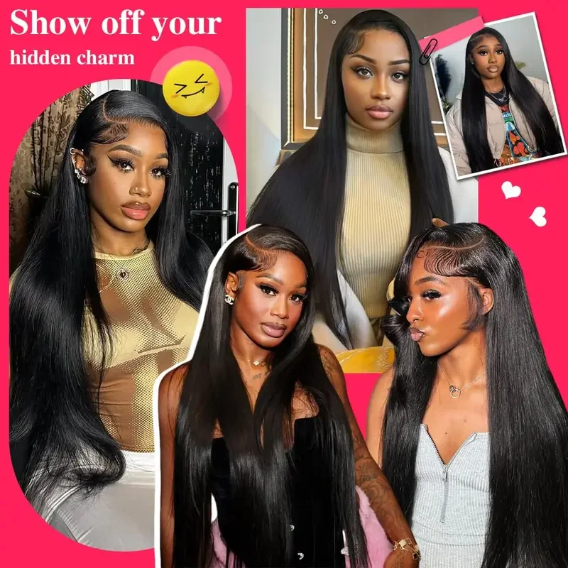 40 Inch Straight Human Hair Wig HD Lace Frontal Pre-Plucked 13x4 Glueless Pre-Cut 250% Density for Swift Installation - view 4