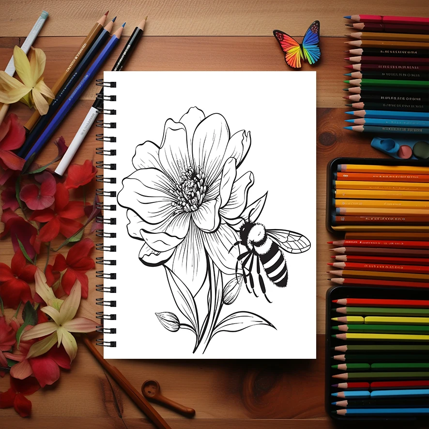 Adult Coloring Book - 8.3x 11.2 Inch 22 Page Coloring Book - Helps Reduce Stress and Ease Emotions