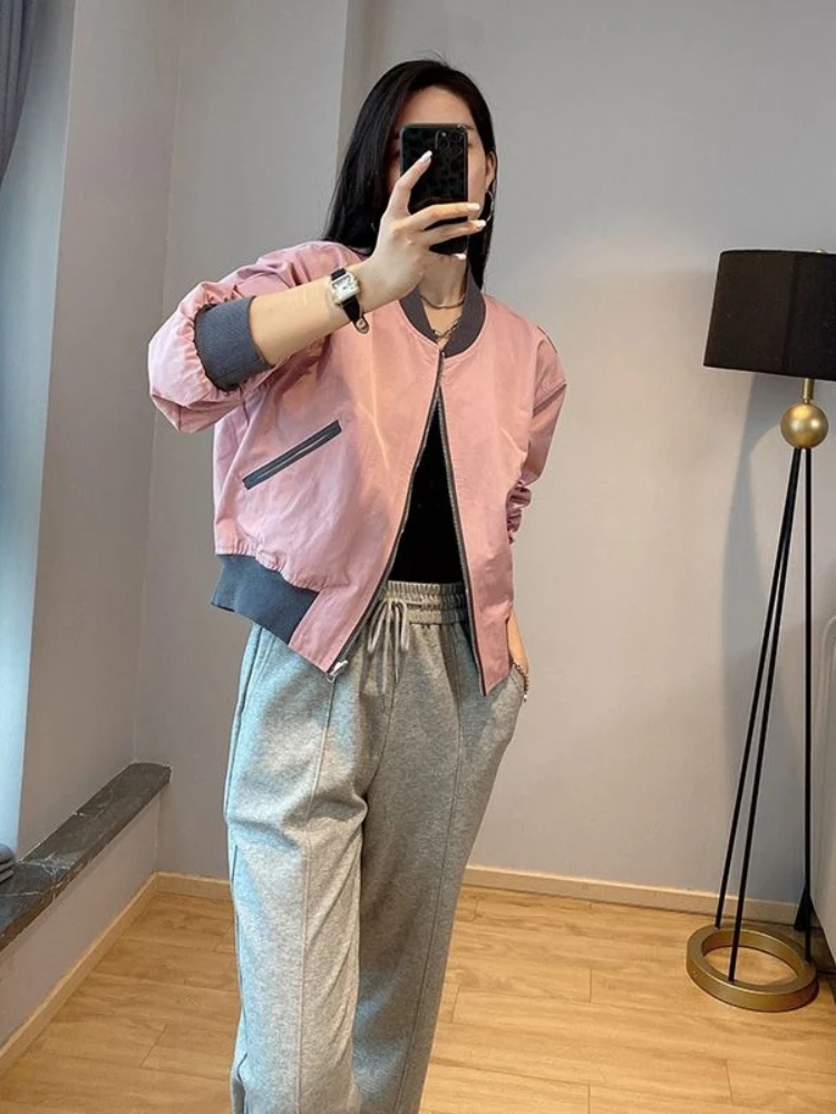 Giacca da baseball slim unisex Giacca da tuta convertibile per donna Autunno Inverno Pezzo a strati leggero ​