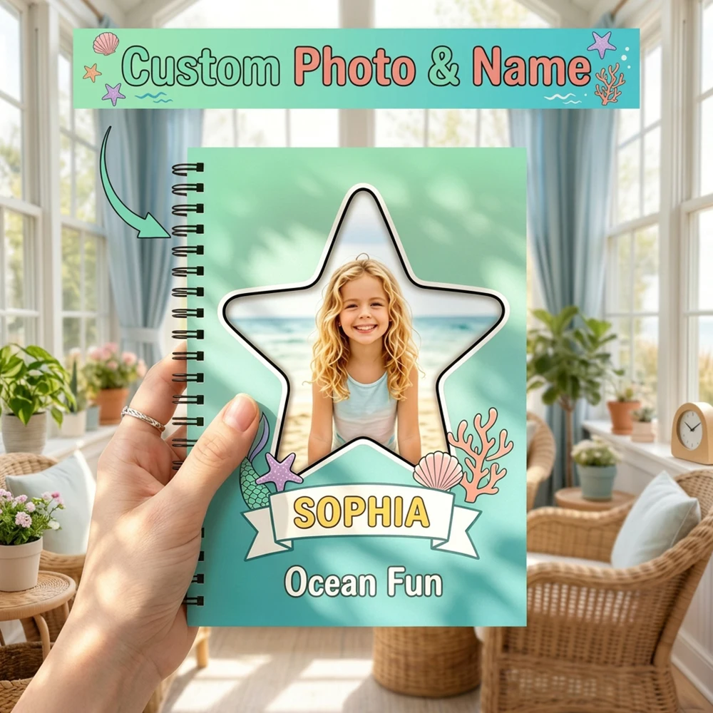 1pc Custom Personalized Photo Name Spiral Notebook,Lined Writing Journal,Back To School,Birthday Gift,Homework Daily Journaling