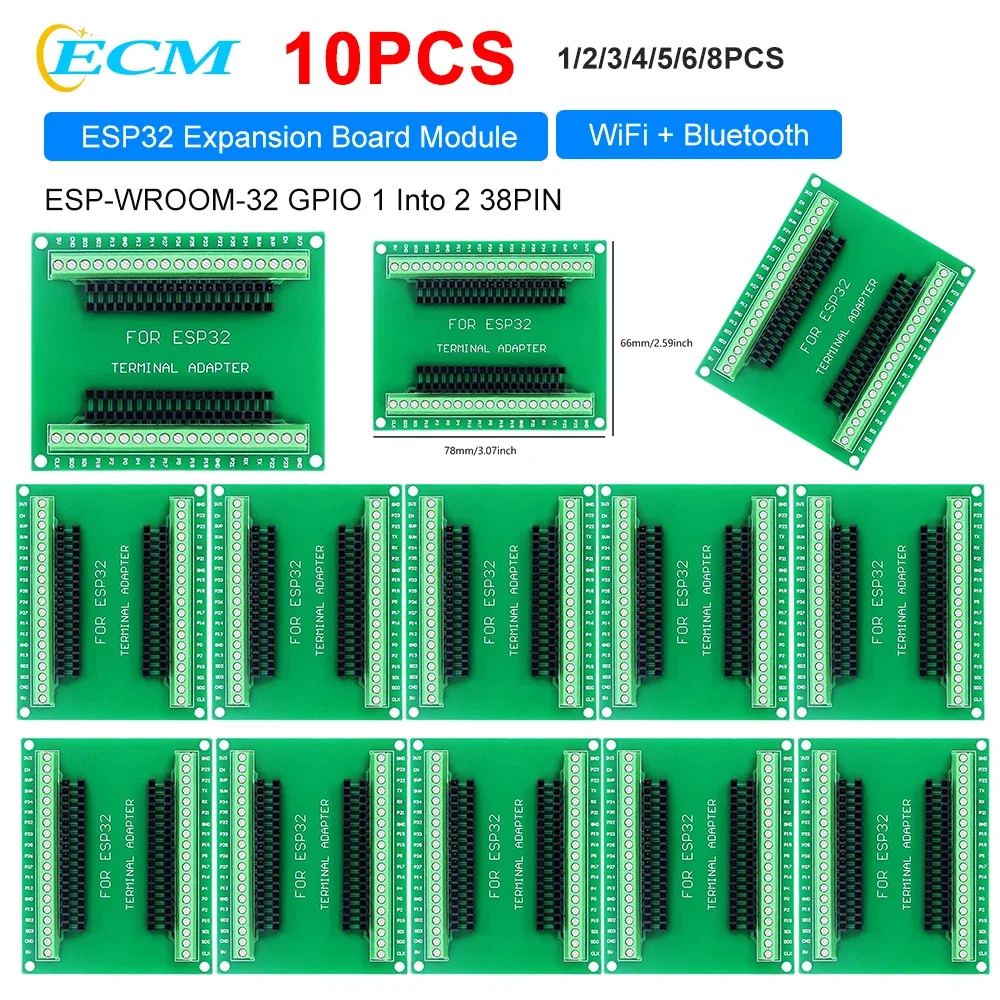 ESP-WROOM-32 GPIO 1 Into 2 Breakout Board ESP32 Expansion Board 38PIN Narrow Version Dual Core CPU WiFi Bluetooth-compatible