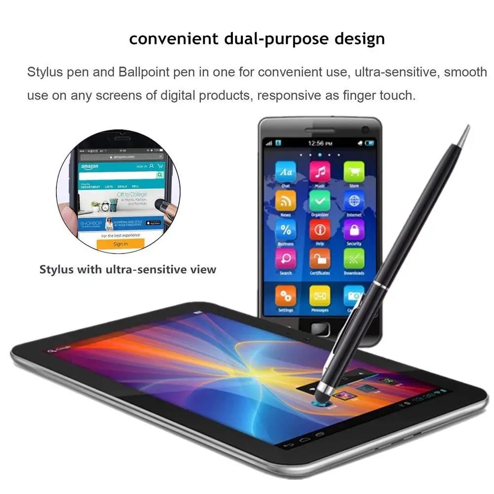 2 IN 1 Stylus Ballpoont PenUniversal Touch Screen Stylus Pens Capacitive Screen Pen Smart Phone Pencil For IPad Tablet