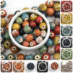 10#12# 40pcs Round Ceramic Beads Handmade Porcelain DIY Hole Beads For Jewelry Making 10mm 12mm #A311B