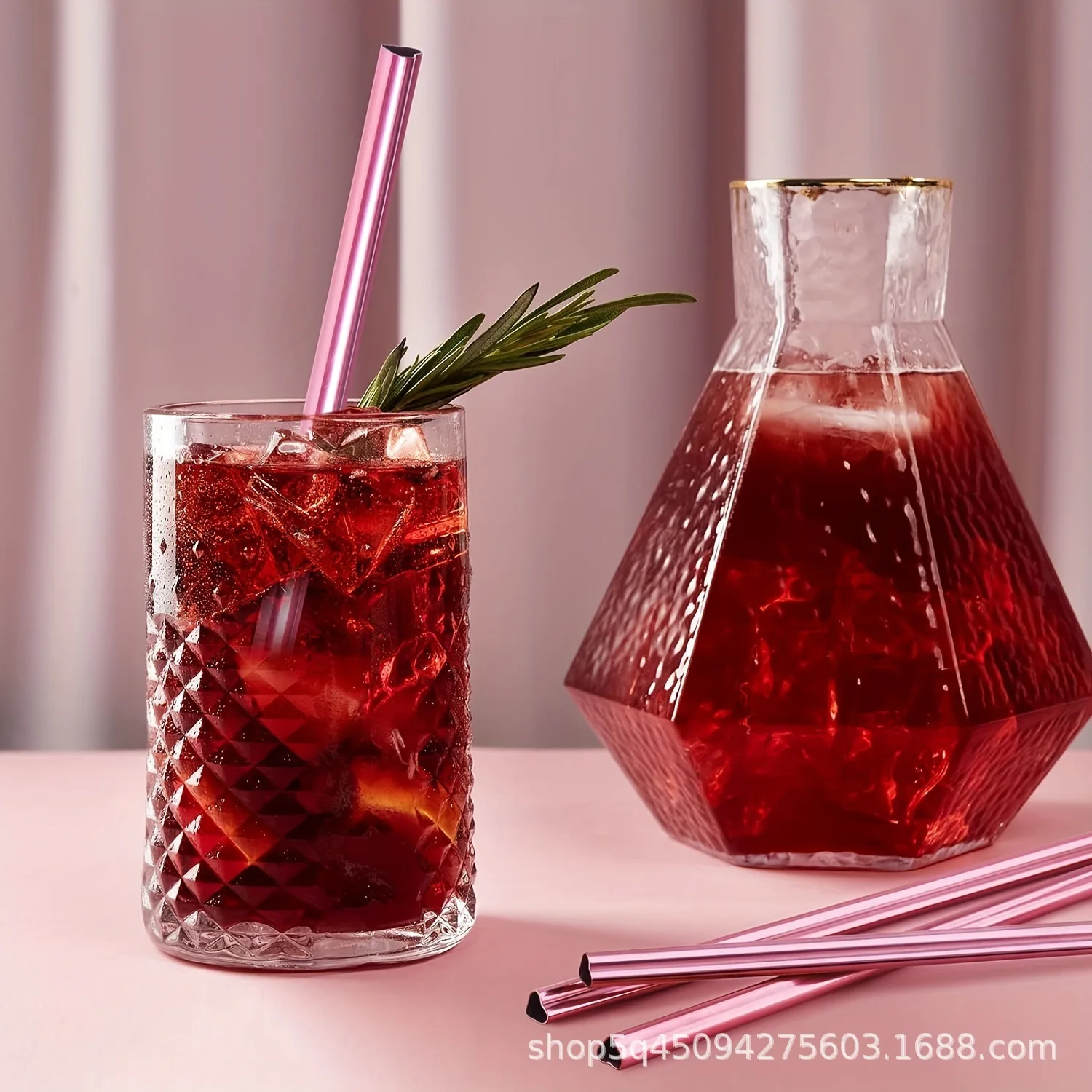 304 stainless steel Straw Recyclable straw Pink heart-shaped metal straw set with straw brush