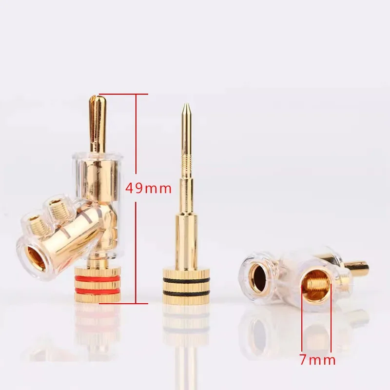 4Pcs 24K Gold Plated HIFI Lockable Speaker Cable Banana Connector Banana Plug