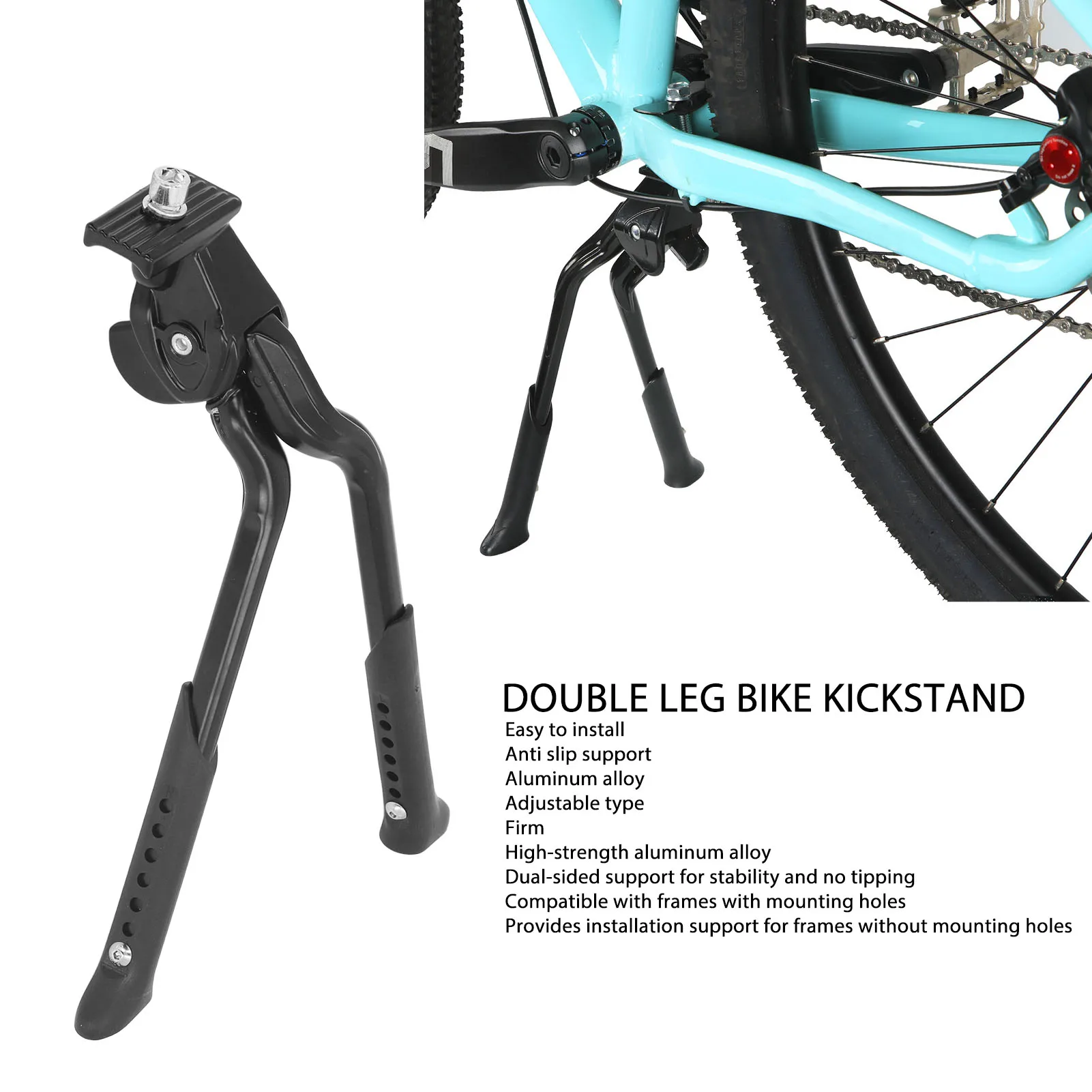 Cent Mount Double Leg Bike Kickstand With 7 Holes Height Adjustable Aluminum Alloy Double Leg Bicycle Stand