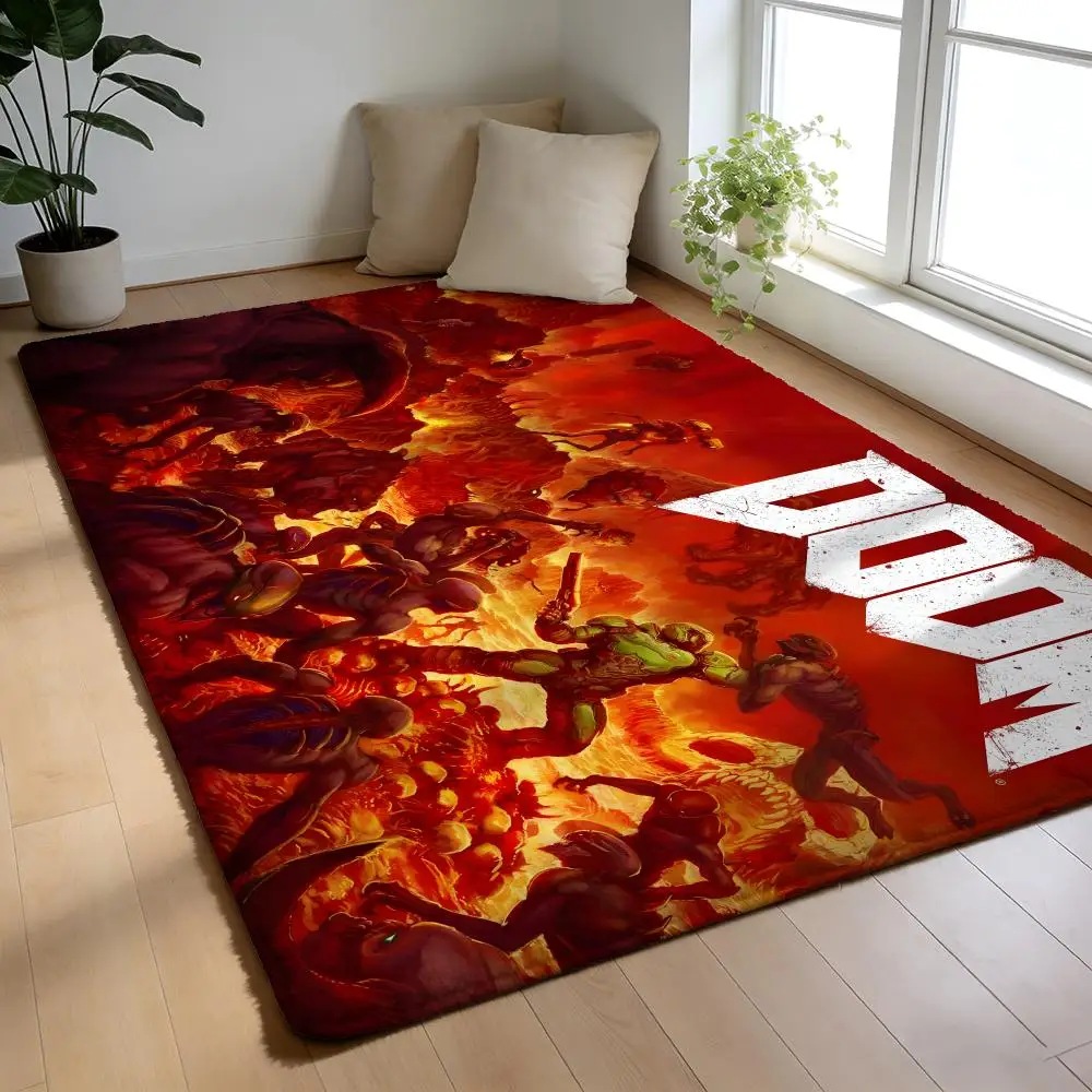

Floor Mat Soft Flannel Rug Non-Slip Absorbent Mat for Bathroom Bedroom Home Decor Shooting game D-Doom