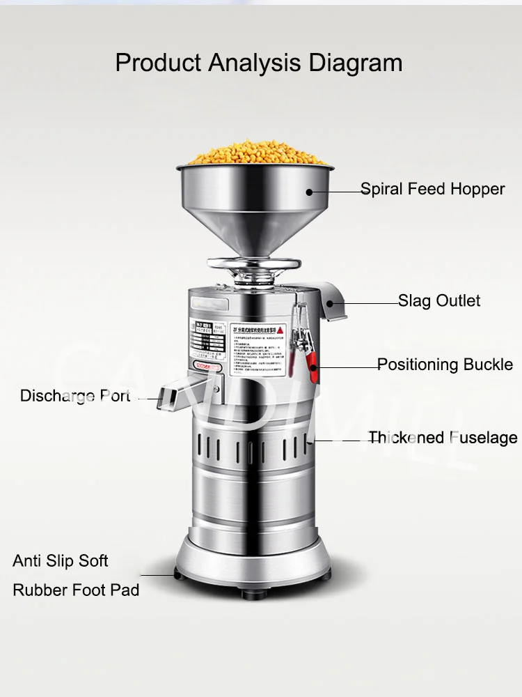 Soy Milk Machine Commercial Automatic Bean Curd Jelly Served With Sauce Machine Pulp Residue Separation Large Capacity Refiner