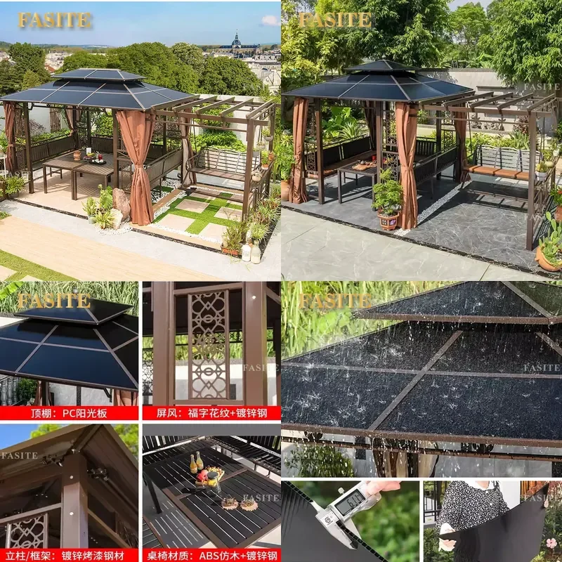 For Outdoor Gazebo Grape Trellis High End Villa Courtyard Garden Leisure Pavilion Terrace Open Air Roof Awning Durable Shade