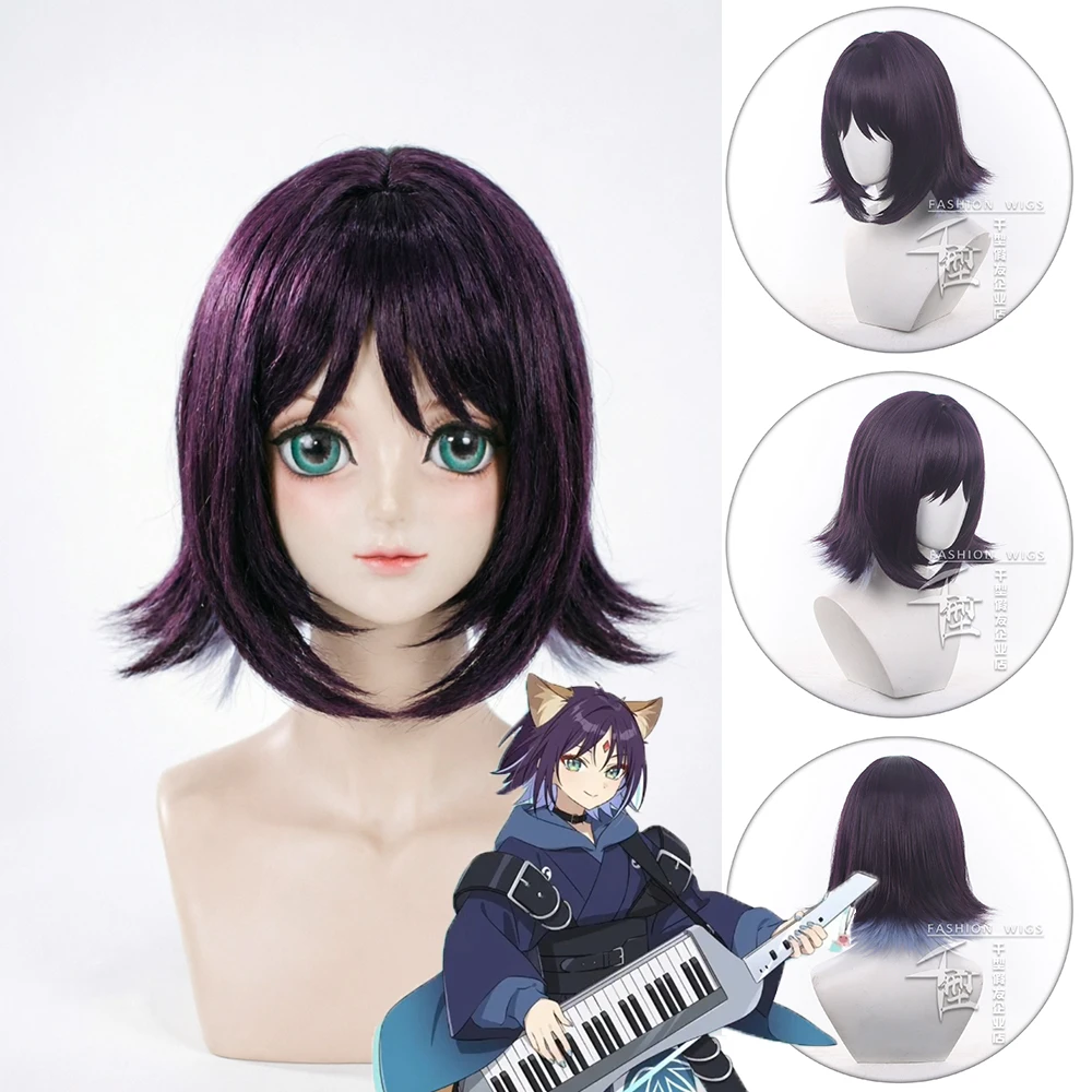 アニメ新サカヨリいろはコスプレウィッグ紫青混合耐熱合成ウィッグハロウィンカーニバルパーティー用