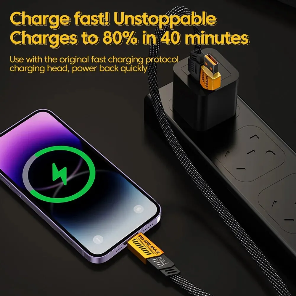 4 in 1 PD 65W 27W USB Cable Type C Dual Connector Lighting Mecha Style Fast Charging USB C Cable For iPhone 15 Samsung Xiaomi image 4