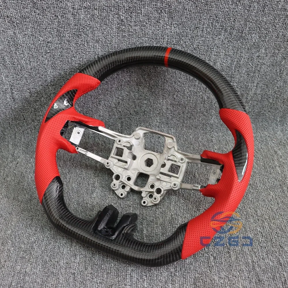 

Authentic Carbon Fiber Steering Wheel for 2015-2022 Ford Mustang GT/S550 Racing Sport Flat Bottom Design Direct Plug & Play