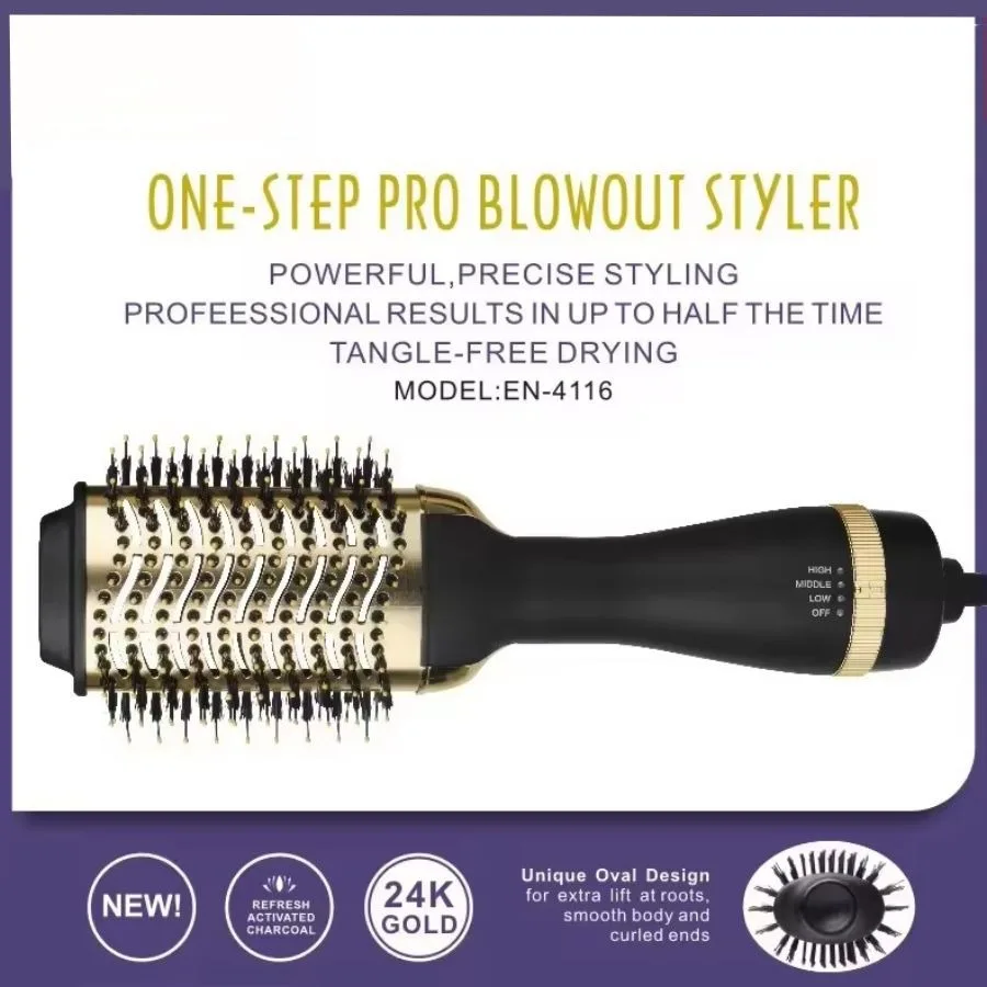 One Step Hot Air Brush 1000w Styler and Volumizer Hair Straightener Curler Comb Electric Ion Blow Dryer Brush Household Hot Com