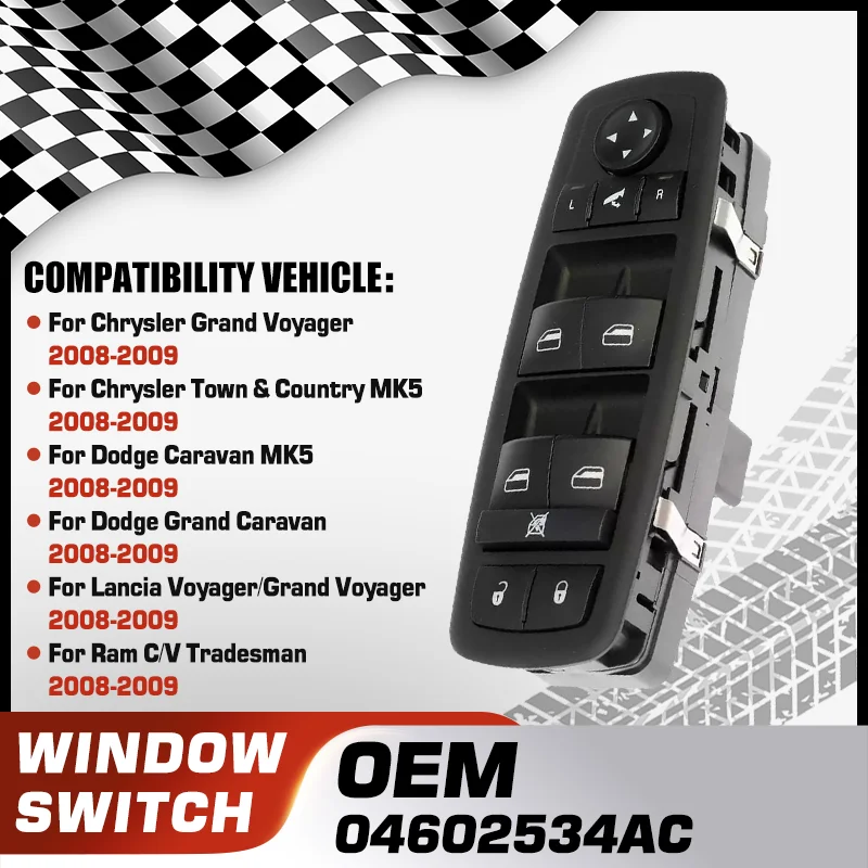 

Car Power Window Switch For Chrysler Grand Voyager Chrysler Town & Country Dodge Grand Caravan Dodge Caravan 2008 2009 9+3 Pins
